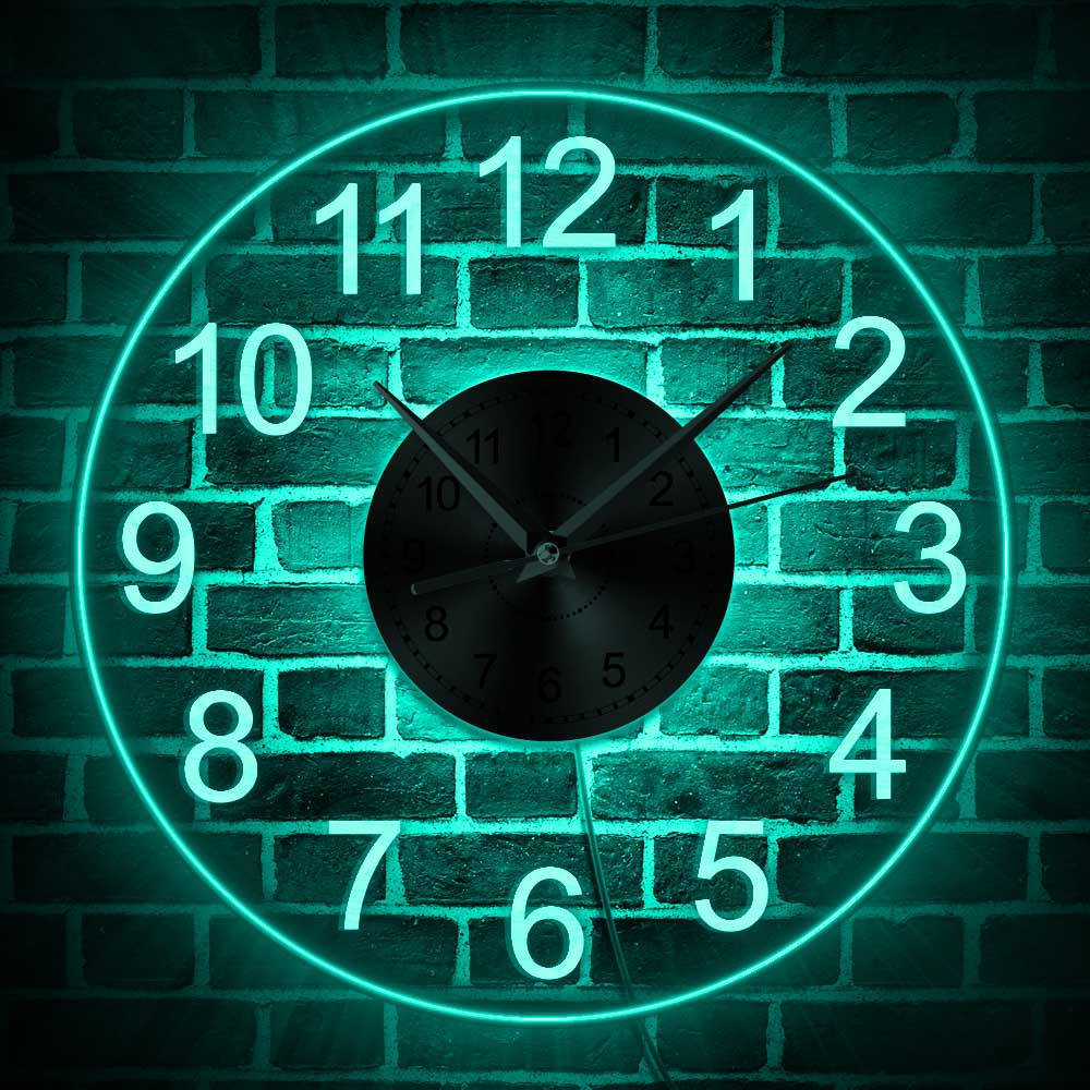 Transparent Acrylic Wall Clock With Colorful Lights