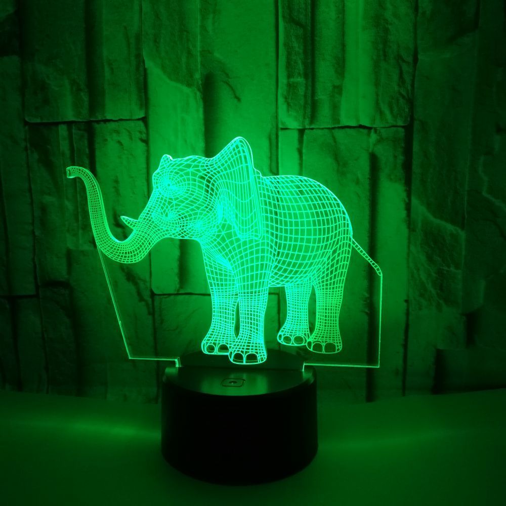 Novelty Lighting Elephant Shape 3D7 Color Changing Touch Switch LEDUSB Desk Lamp