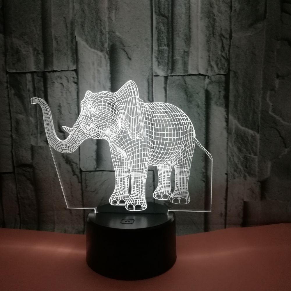 Novelty Lighting Elephant Shape 3D7 Color Changing Touch Switch LEDUSB Desk Lamp