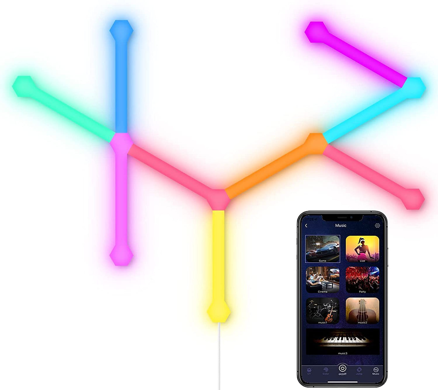 RGB Smart Constellation Lights 9 Lights Strip Hex Lights