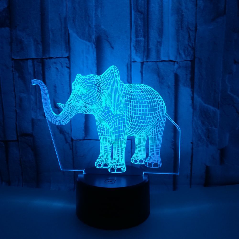 Novelty Lighting Elephant Shape 3D7 Color Changing Touch Switch LEDUSB Desk Lamp