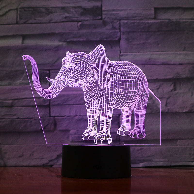 Novelty Lighting Elephant Shape 3D7 Color Changing Touch Switch LEDUSB Desk Lamp