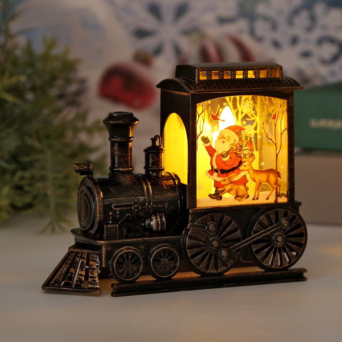 Retro Train LED Lights Christmas Plastic Glowing Night Lights